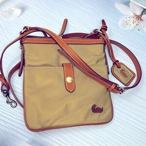 🦆 DOONEY & BOURKE KHAKI NYLON LEATHER TRIM SLIM CROSSBODY